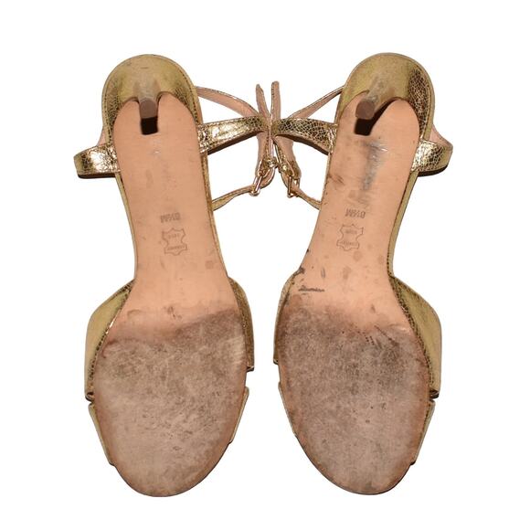 TORY BURCH $375 Elana Leather Ankle Strap Sandal in Gold Size 8.5 M - Picture 6 of 6